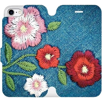 Flipové pouzdro na mobil Apple iPhone 8 - MD05P Džínové květy (5903226183593)
