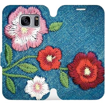 Flipové pouzdro na mobil Samsung Galaxy S7 Edge - MD05P Džínové květy (5903226185313)