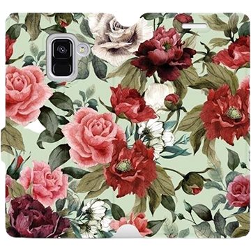Flipové pouzdro na mobil Samsung Galaxy A8 2018 - MD06P Růže a květy na světle zeleném pozadí (5903226187959)