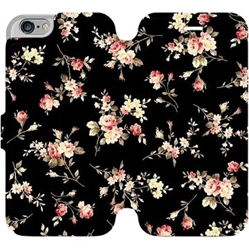 Flipové pouzdro na mobil Apple iPhone 6 / iPhone 6s - VD02S Květy na černé (5903226191352)