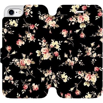 Flipové pouzdro na mobil Apple iPhone 7 - VD02S Květy na černé (5903226191376)