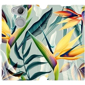Flipové pouzdro na mobil Sony Xperia XA2 - MC02S Žluté velké květy a zelené listy (5903226232444)