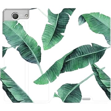 Flipové pouzdro na mobil Sony Xperia Z3 Compact - MG06P Zelené listy na bílém pozadí (5903226338108)