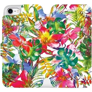 Flipové pouzdro na mobil Apple iPhone 8 - MG07S Pestrobarevné květy a listy (5903226338665)