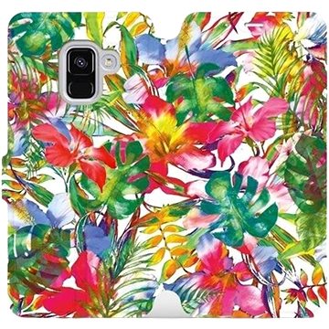Flipové pouzdro na mobil Samsung Galaxy A8 2018 - MG07S Pestrobarevné květy a listy (5903226340378)