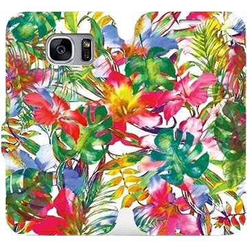 Flipové pouzdro na mobil Samsung Galaxy S7 Edge - MG07S Pestrobarevné květy a listy (5903226340507)