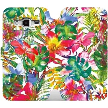 Flipové pouzdro na mobil Samsung Galaxy J3 2016 - MG07S Pestrobarevné květy a listy (5903226340590)