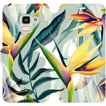 Flipové pouzdro na mobil Samsung Galaxy J6 2018 - MC02S Žluté velké květy a zelené listy (5903226359608)