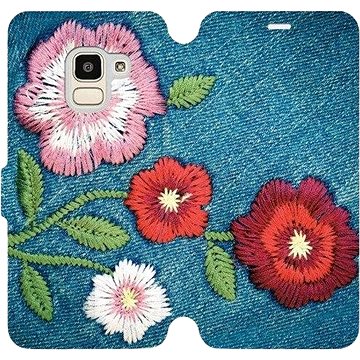 Flipové pouzdro na mobil Samsung Galaxy J6 2018 - MD05P Džínové květy (5903226359684)