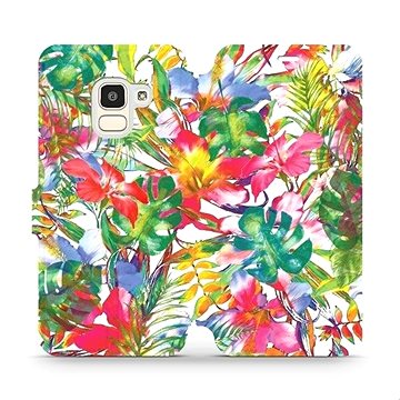 Flipové pouzdro na mobil Samsung Galaxy J6 2018 - MG07S Pestrobarevné květy a listy (5903226360147)