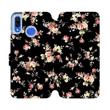 Flipové pouzdro na mobil Huawei Nova 3 - VD02S Květy na černé (5903226398409)