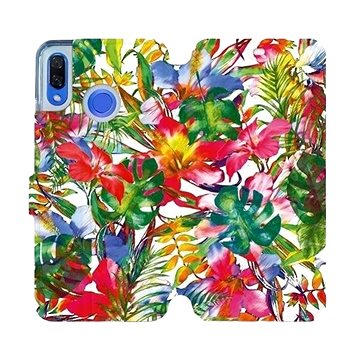 Flipové pouzdro na mobil Huawei Nova 3 - MG07S Pestrobarevné květy a listy (5903226398591)