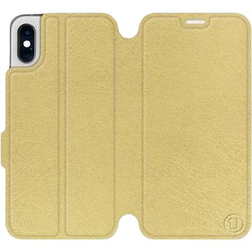 Flipové pouzdro na mobil Apple iPhone XS v provedení Gold&Gray s šedým vnitřkem (5903226468171)