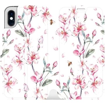 Flipové pouzdro na mobil Apple iPhone XS - M124S Růžové květy (5903226468409)