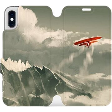 Flipové pouzdro na mobil Apple iPhone XS - MA03P Oranžové letadlo v horách (5903226468546)