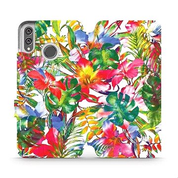 Flipové pouzdro na mobil Honor 8X - MG07S Pestrobarevné květy a listy (5903226483167)