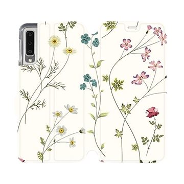 Flipové pouzdro na mobil Samsung Galaxy A7 2018 - MD03S Tenké rostlinky s květy (5903226492206)