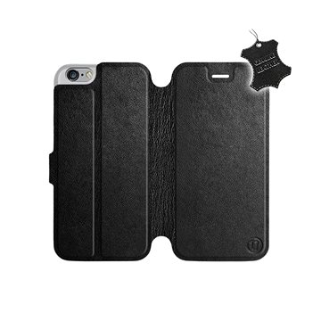 Flip pouzdro na mobil Apple iPhone 6 / iPhone 6s - Černé - kožené - Black Leather (5903226493036)