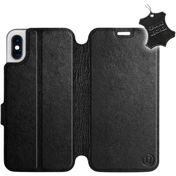 Flip pouzdro na mobil Apple iPhone X - Černé - kožené - Black Leather (5903226493104)