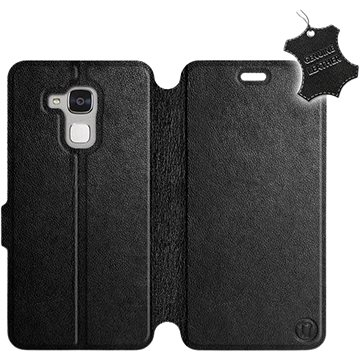 Flip pouzdro na mobil Honor 7 Lite - Černé - kožené - Black Leather (5903226493531)