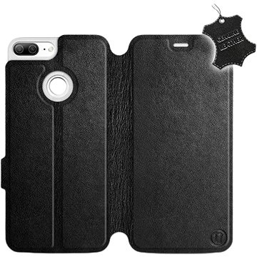 Flip pouzdro na mobil Honor 9 Lite - Černé - kožené - Black Leather (5903226493616)