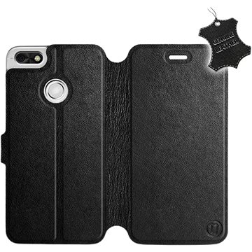 Flip pouzdro na mobil Huawei P9 Lite mini - Černé - kožené - Black Leather (5903226493890)