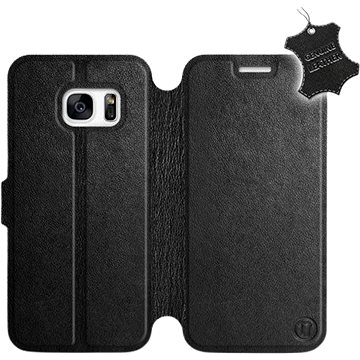 Flip pouzdro na mobil Samsung Galaxy S7 - Černé - kožené - Black Leather (5903226495016)