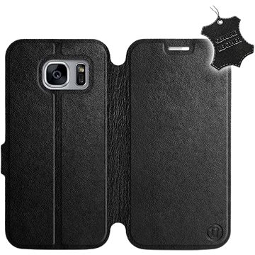 Flip pouzdro na mobil Samsung Galaxy S7 Edge - Černé - kožené - Black Leather (5903226495023)