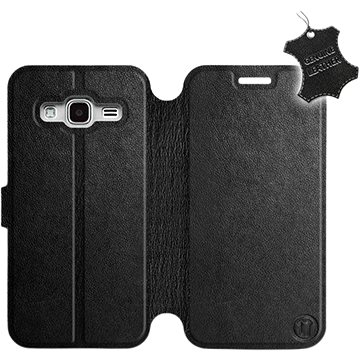 Flip pouzdro na mobil Samsung Galaxy J3 2016 - Černé - kožené - Black Leather (5903226495108)
