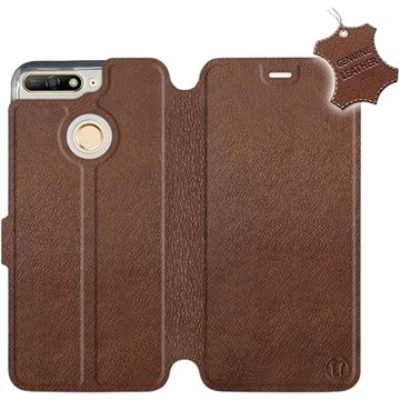 Flip pouzdro na mobil Honor 7A - Hnědé - kožené - Brown Leather (5903226496556)