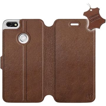 Flip pouzdro na mobil Huawei P9 Lite mini - Hnědé - kožené - Brown Leather (5903226496907)