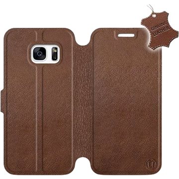 Flip pouzdro na mobil Samsung Galaxy S7 - Hnědé - kožené - Brown Leather (5903226498024)