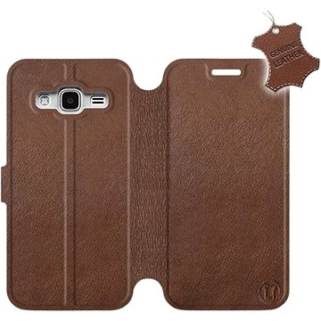 Flip pouzdro na mobil Samsung Galaxy J3 2016 - Hnědé - kožené - Brown Leather (5903226498116)