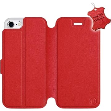 Flip pouzdro na mobil Apple iPhone 7 - Červené - kožené - Red Leather (5903226499076)