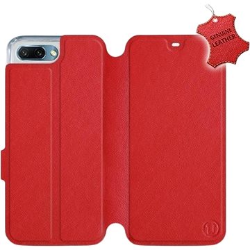 Flip pouzdro na mobil Honor 10 - Červené - kožené - Red Leather (5903226499519)