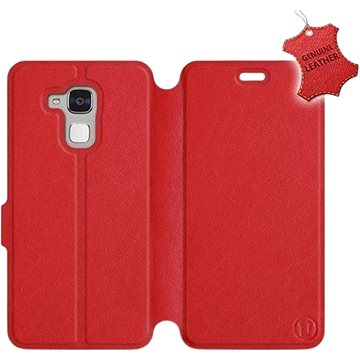 Flip pouzdro na mobil Honor 7 Lite - Červené - kožené - Red Leather (5903226499557)