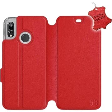 Flip pouzdro na mobil Huawei P20 Lite - Červené - kožené - Red Leather (5903226499830)