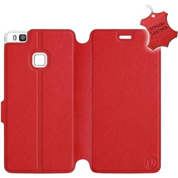 Flip pouzdro na mobil Huawei P9 Lite - Červené - kožené - Red Leather (5903226499892)