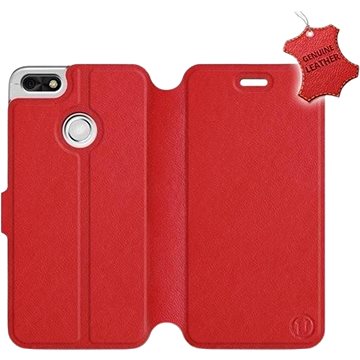 Flip pouzdro na mobil Huawei P9 Lite mini - Červené - kožené - Red Leather (5903226499915)