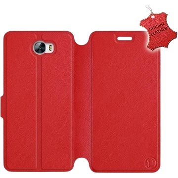 Flip pouzdro na mobil Huawei Y6 II Compact - Červené - kožené - Red Leather (5903226500017)