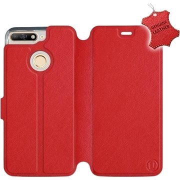 Flip pouzdro na mobil Huawei Y6 Prime 2018 - Červené - kožené - Red Leather (5903226500024)