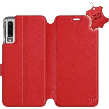 Flip pouzdro na mobil Samsung Galaxy A7 2018 - Červené - kožené - Red Leather (5903226500888)