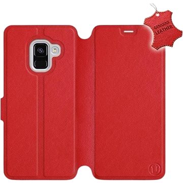 Flip pouzdro na mobil Samsung Galaxy A8 2018 - Červené - kožené - Red Leather (5903226500895)