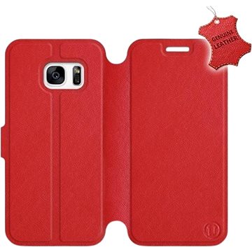 Flip pouzdro na mobil Samsung Galaxy S7 - Červené - kožené - Red Leather (5903226501038)
