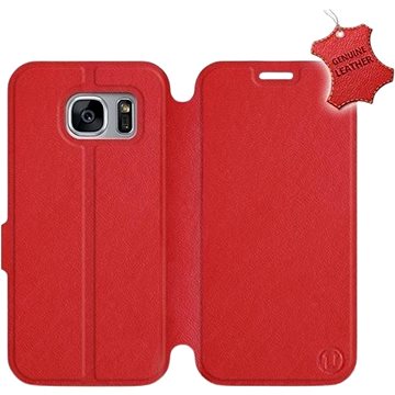 Flip pouzdro na mobil Samsung Galaxy S7 Edge - Červené - kožené - Red Leather (5903226501045)