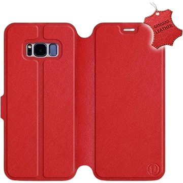 Flip pouzdro na mobil Samsung Galaxy S8 - Červené - kožené - Red Leather (5903226501052)