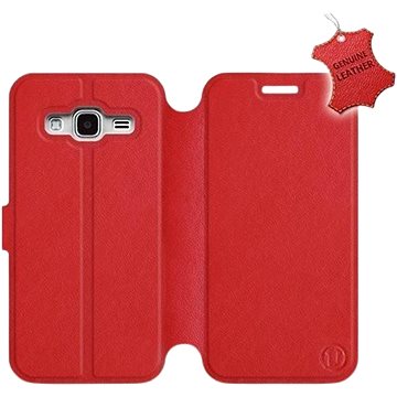 Flip pouzdro na mobil Samsung Galaxy J3 2016 - Červené - kožené - Red Leather (5903226501120)