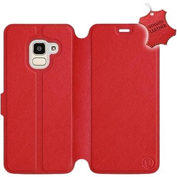 Flip pouzdro na mobil Samsung Galaxy J6 2018 - Červené - kožené - Red Leather (5903226501175)