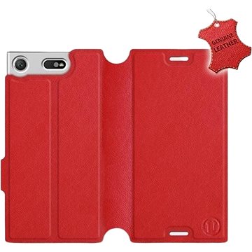 Flip pouzdro na mobil Sony Xperia XZ1 Compact - Červené - kožené - Red Leather (5903226501410)