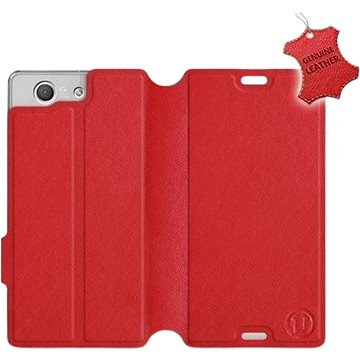 Flip pouzdro na mobil Sony Xperia Z3 Compact - Červené - kožené - Red Leather (5903226501502)